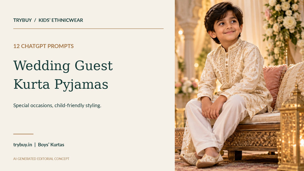 AI-generated boys’ wedding kurta cover with 12 ChatGPT photo prompts