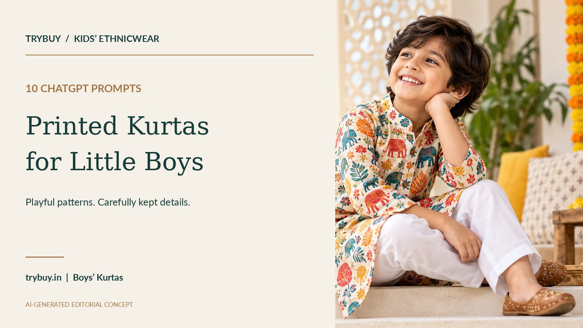 KI-generated printed boys’ kurta cover with 10 ChatGPT image prompts