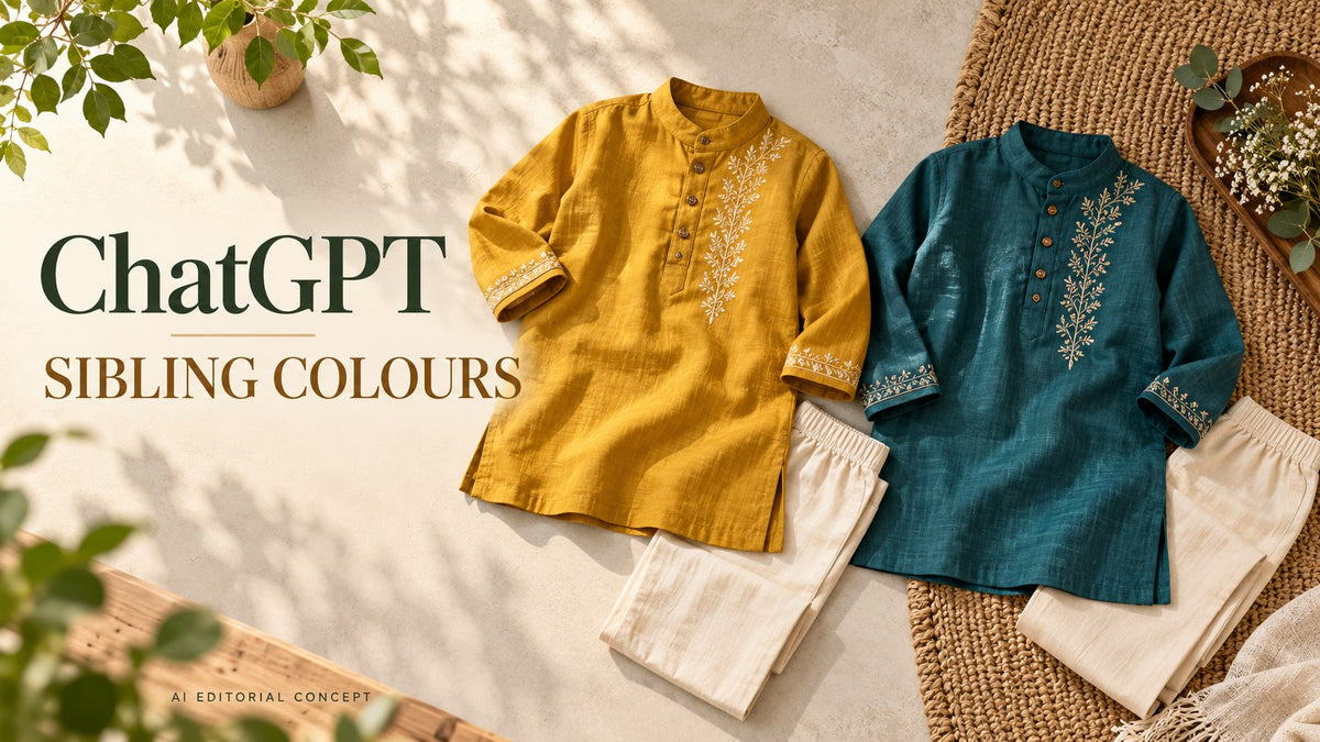 IA editorial concept: ChatGPT Sibling kurta Colour prompts: Coordinate Without Identical Outfits
