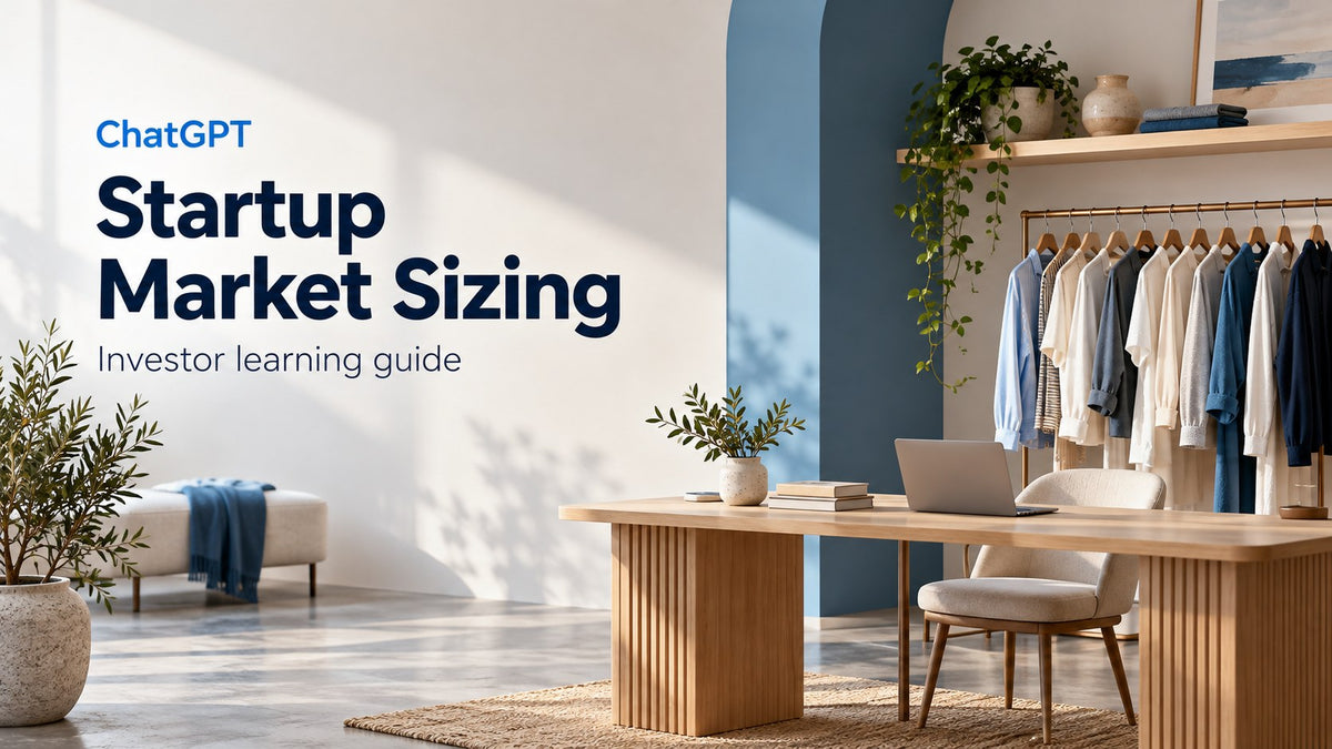 ChatGPT Startup Market Sizing investor learning guide, readable title over an AI-generated editorial concept