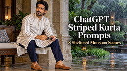 ChatGPT Striped Kurta Prompts: 8 Sheltered Monsoon Scenes