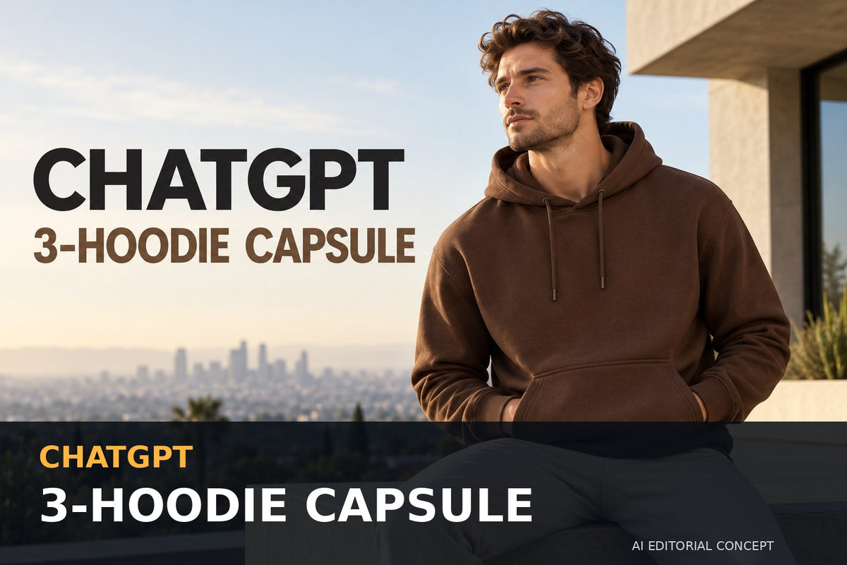 ChatGPT 3-hoodie capsule — AI-generated pullover hoodie editorial concept