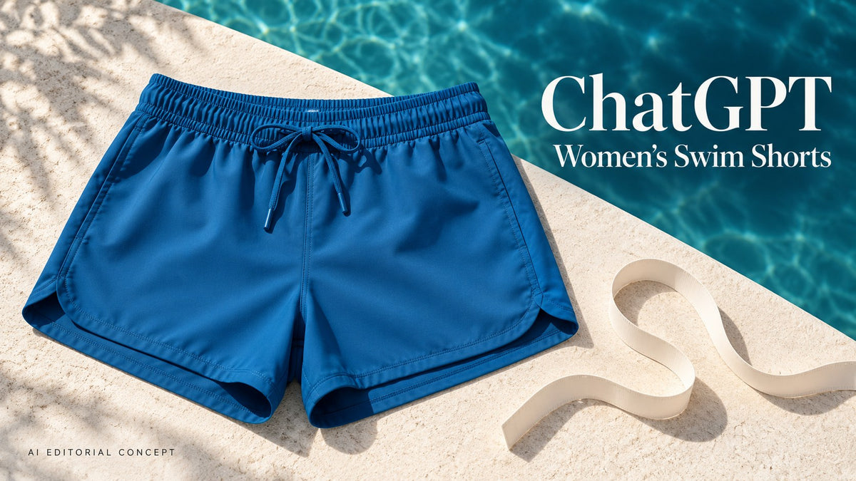 ChatGPT — Women’s Swim Shorts; AI-generated garment-only editorial concept