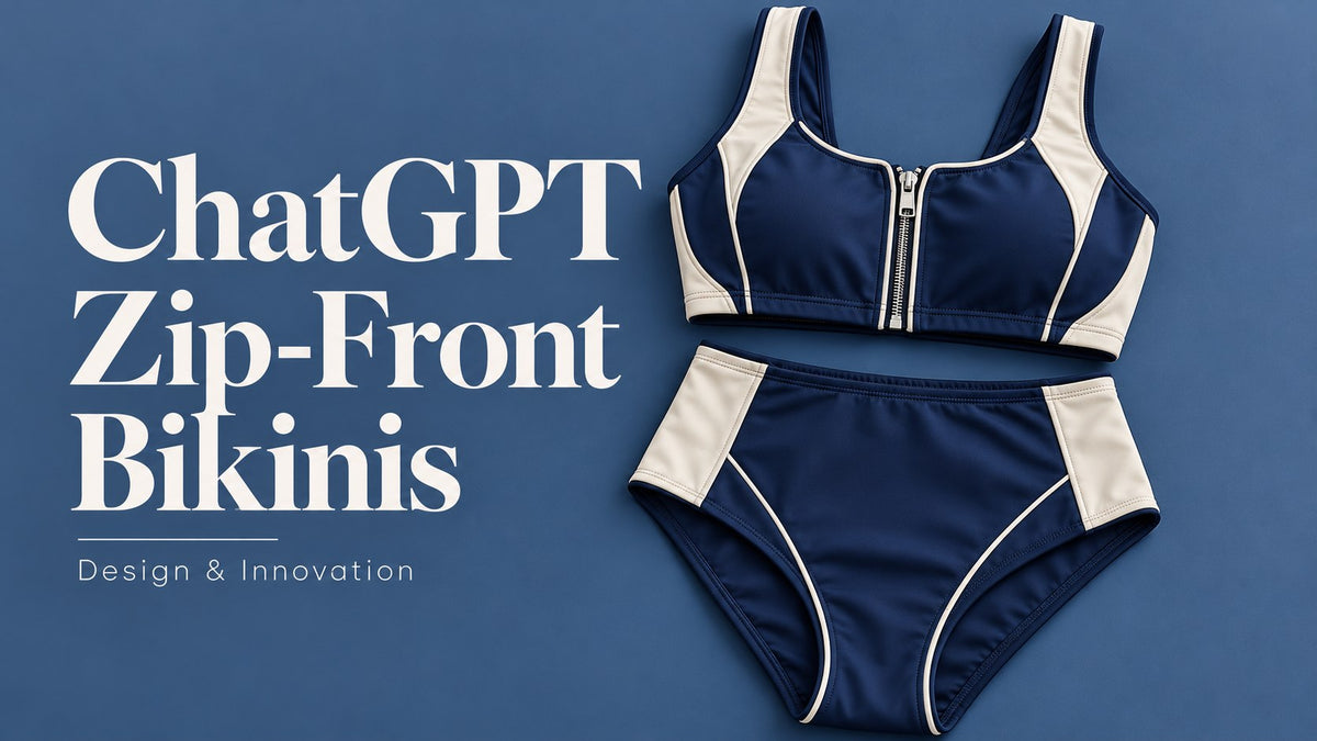 ChatGPT — Zip-Front Bikinis. AI-generated editorial concept, not actual inventory or performance evidence.