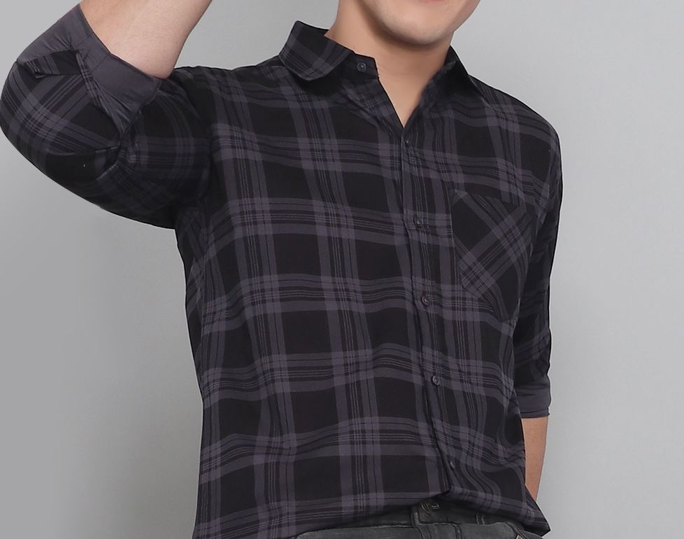 Men’s shirt pattern comparison featuring solid checked and printed styling ideas