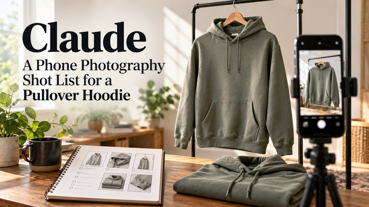 KI-generated editorial concept — Claude: A Phone Photography Shot List for a Pullover Hoodie; not an actual product photograph