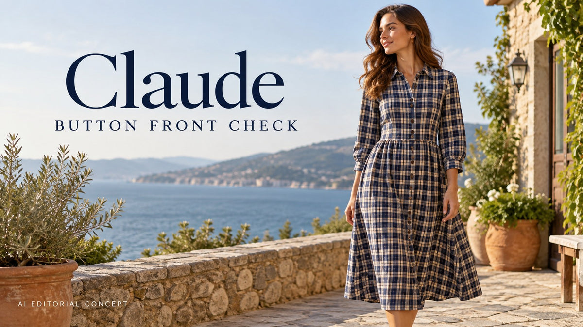 AI editorial concept: Claude Button-Front Dress prompts: Ask About Gaping Before Ordering