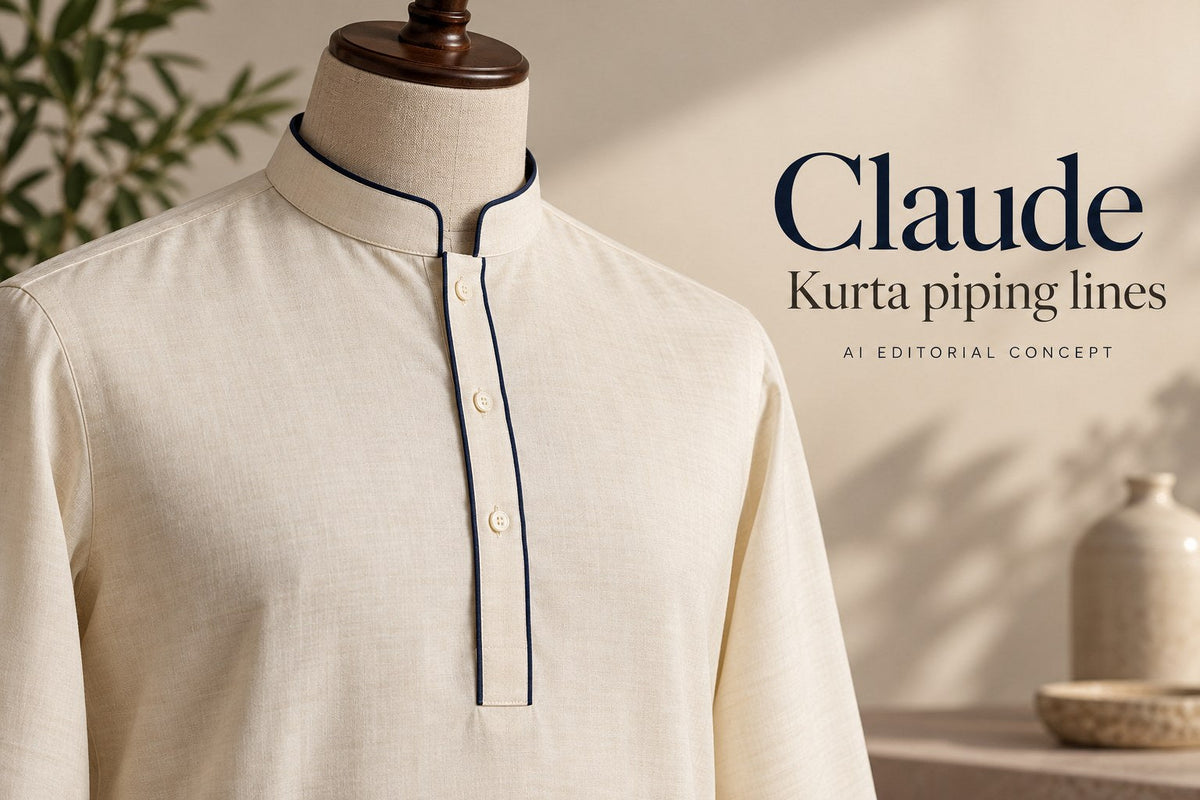Claude — Kurta piping lines — AI-generated editorial concept