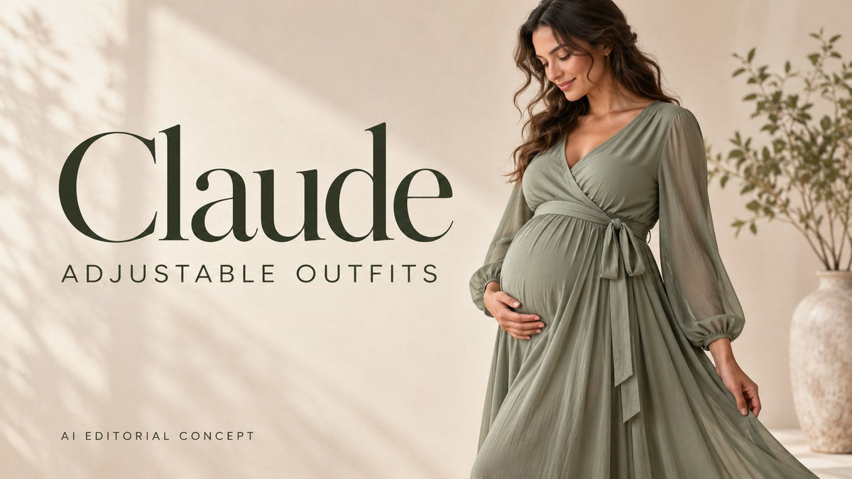 AI editorial concept: Claude Maternity Occasion Outfit prompts: Ask About Adjustable Construction