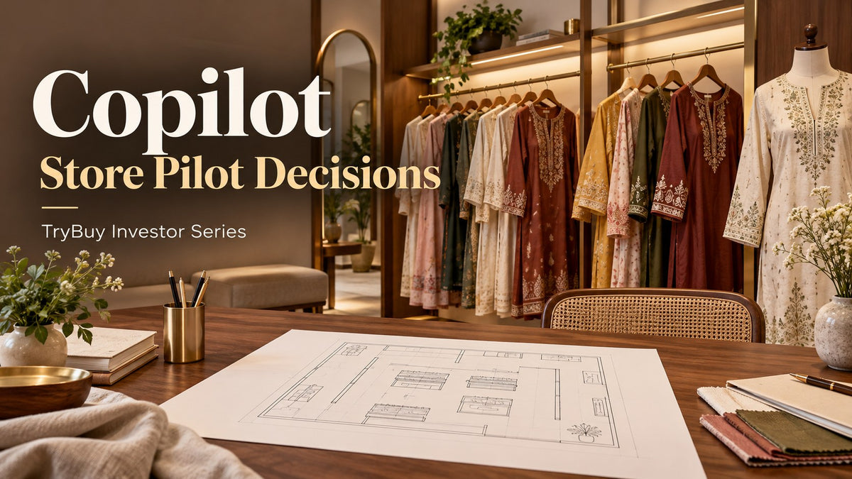 Copilot — Store Pilot Decisions. AI-generated editorial concept; not a catalogue photograph.