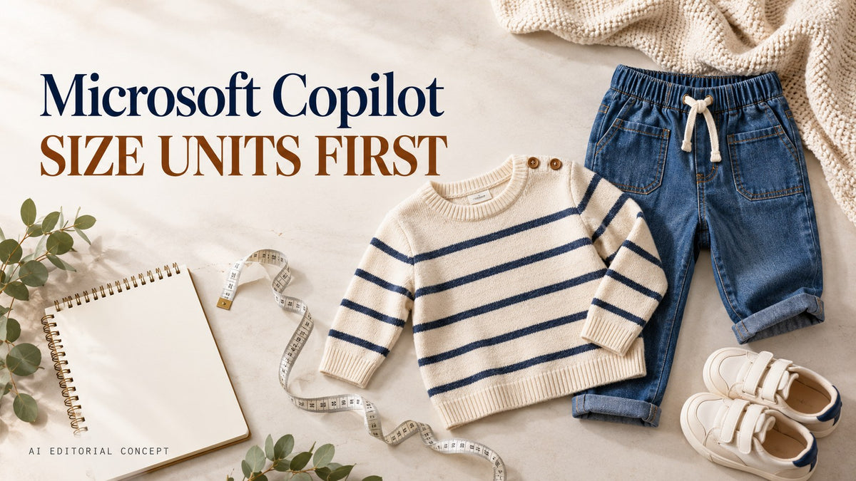 AI editorial concept: Microsoft Copilot Kids’ Clothing Size Prompts: Convert Inches and Centimetres Carefully