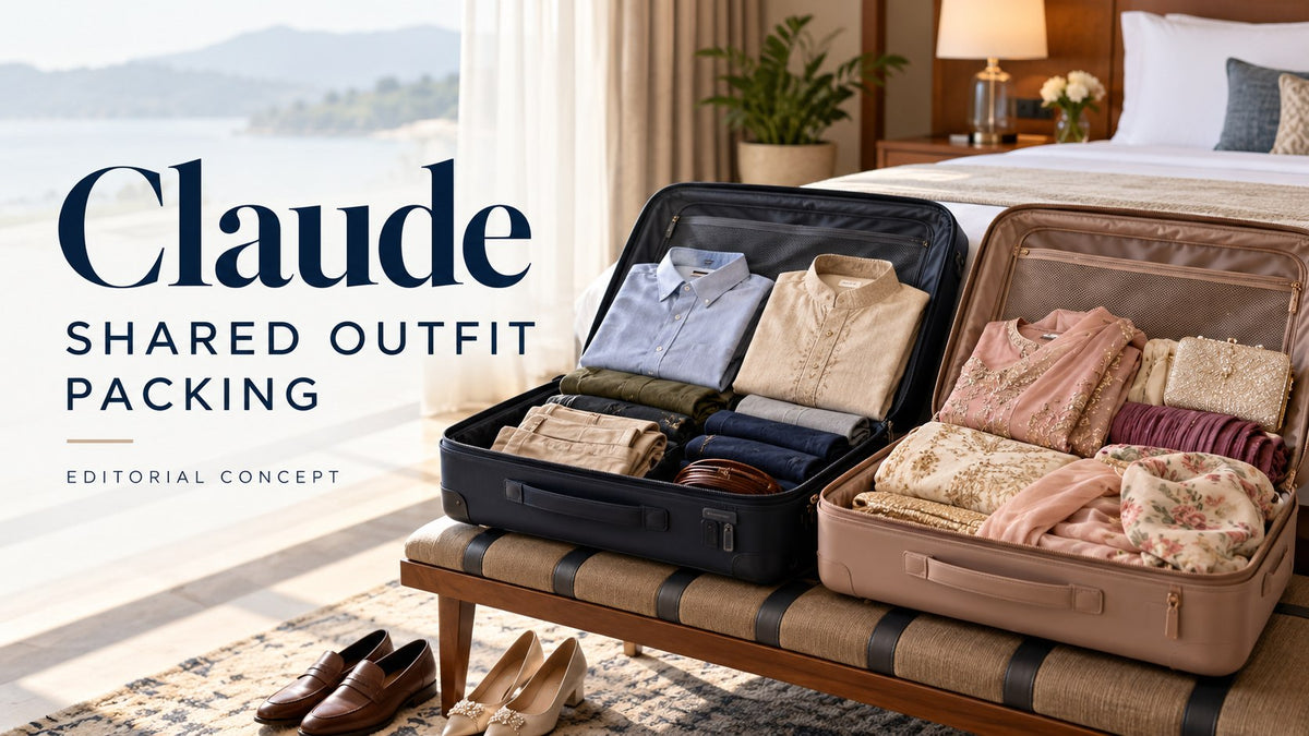 Claude — SHARED OUTFIT PACKING. KI-generated editorial concept.