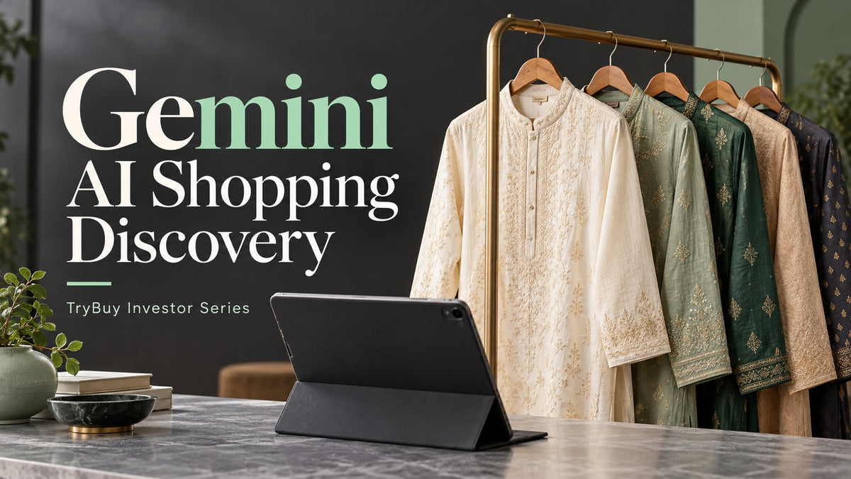 Gemini — AI Shopping Discovery. AI-generated editorial concept; not a catalogue photograph.