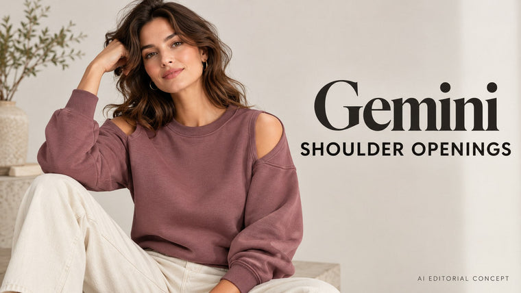 Gemini Cold-Shoulder Sweatshirt Image Prompts: Preserve Intentional Openings