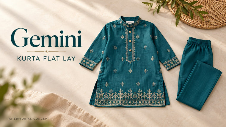 Gemini enfant’ kurta Flat-Lay prompts: Show the Whole Garment Without a Model