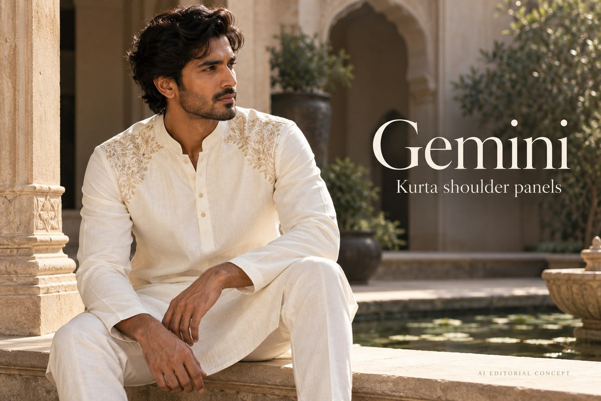 Gemini Kurta Shoulder-Panel Embroidery Prompts – TryBuy®