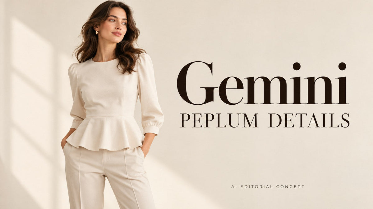 AI editorial concept: Gemini Peplum Top prompt d'images: Keep the Waist Join and Flare Distinct