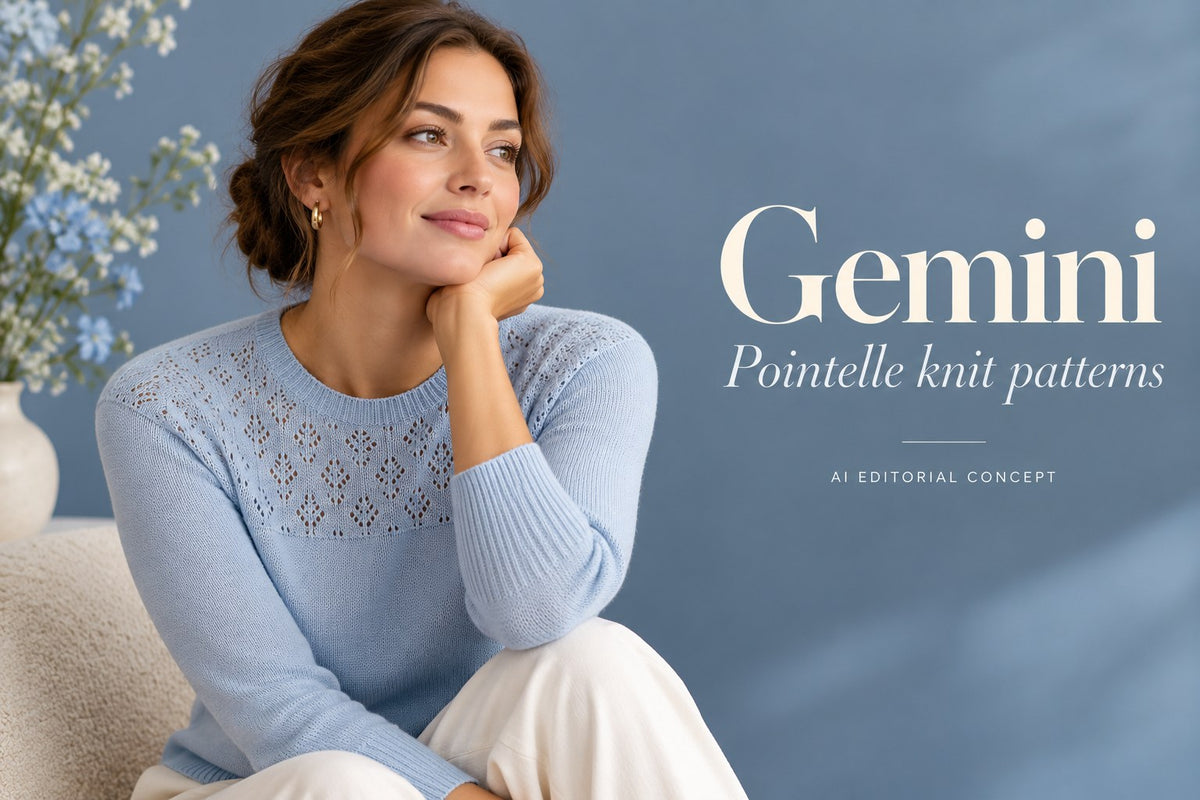 Gemini — Pointelle knit patterns — KI-generated editorial concept