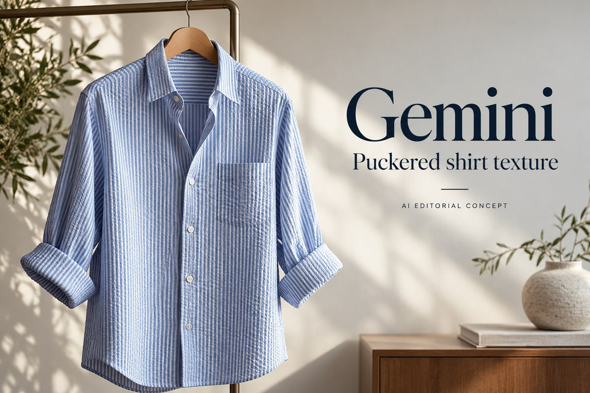 Gemini — Puckered shirt texture — AI-generated editorial concept