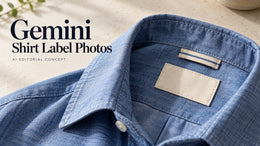 Gemini शर्ट Label Photo Prompts: Keep Inside-Collar Text Faithful