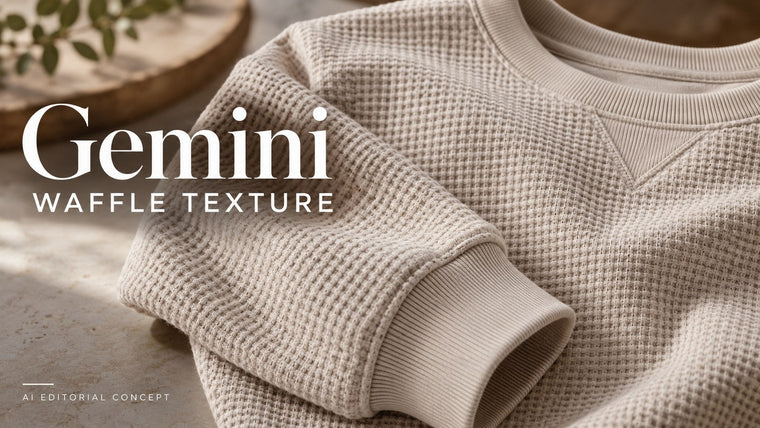 Gemini Waffle Sweatshirt Image Prompts: Keep Texture at a Believable Scale