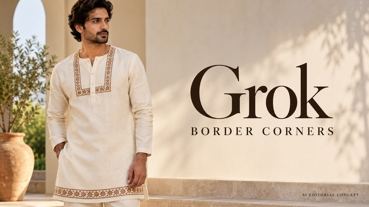 Grok border corners — AI-generated editorial clothing concept