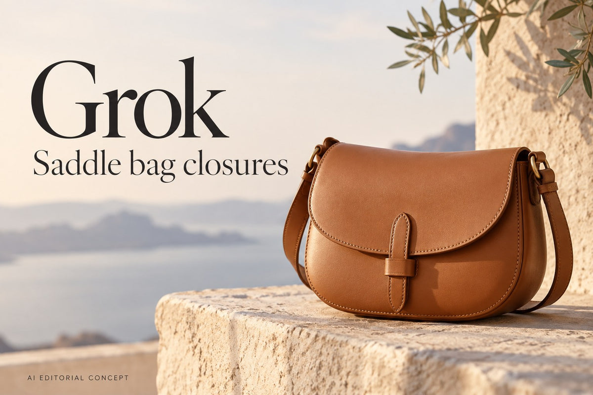 Grok — Saddle bag closures — AI-generated editorial concept