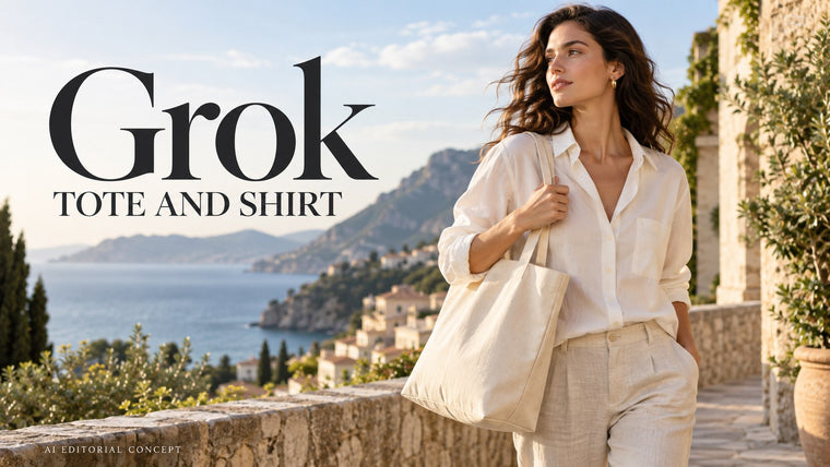 Grok Tote-Bag Shirt Outfit Prompts: Keep Both Handles and the Shirt Pocket Clear