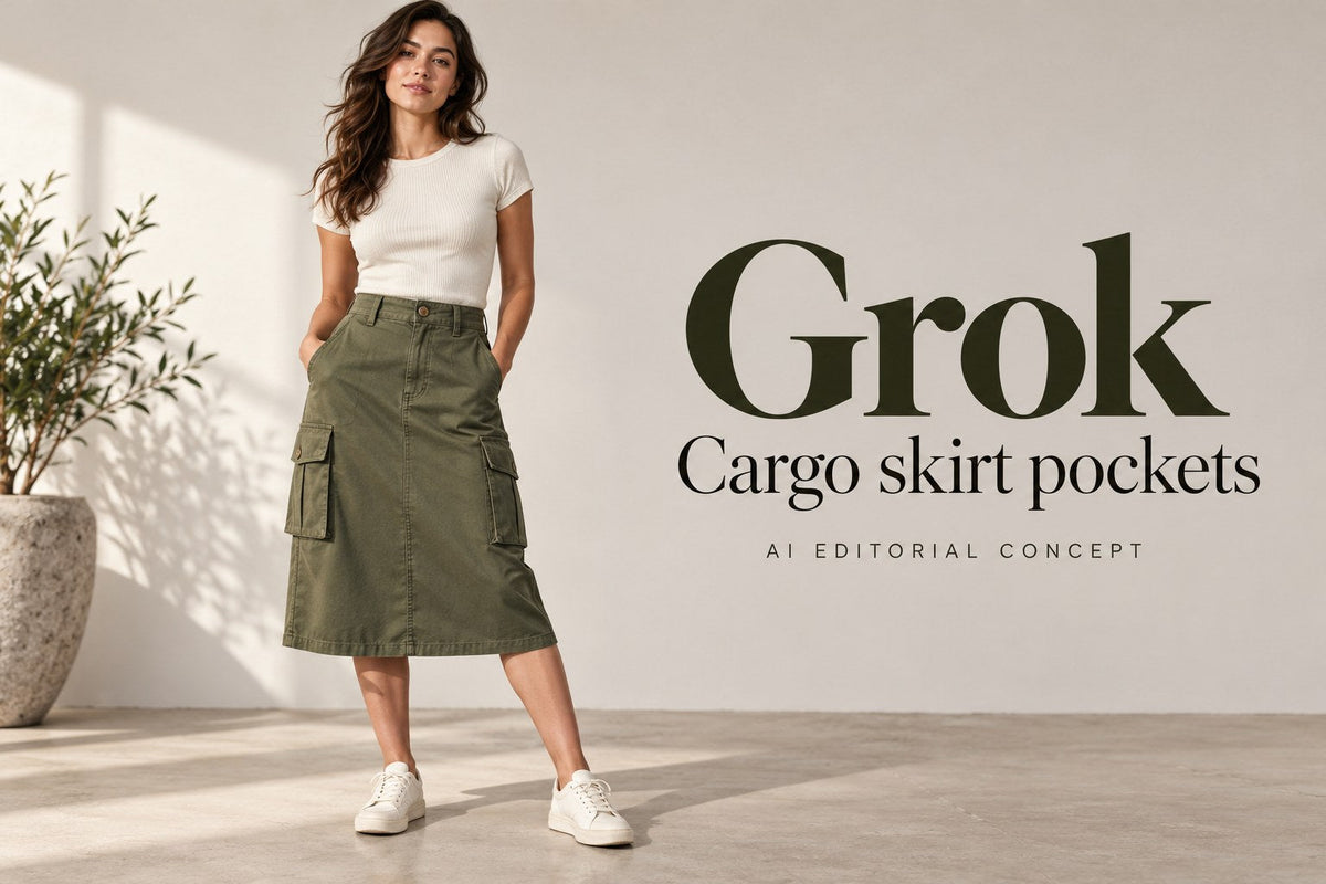 Grok — Cargo skirt pockets — AI-generated editorial concept