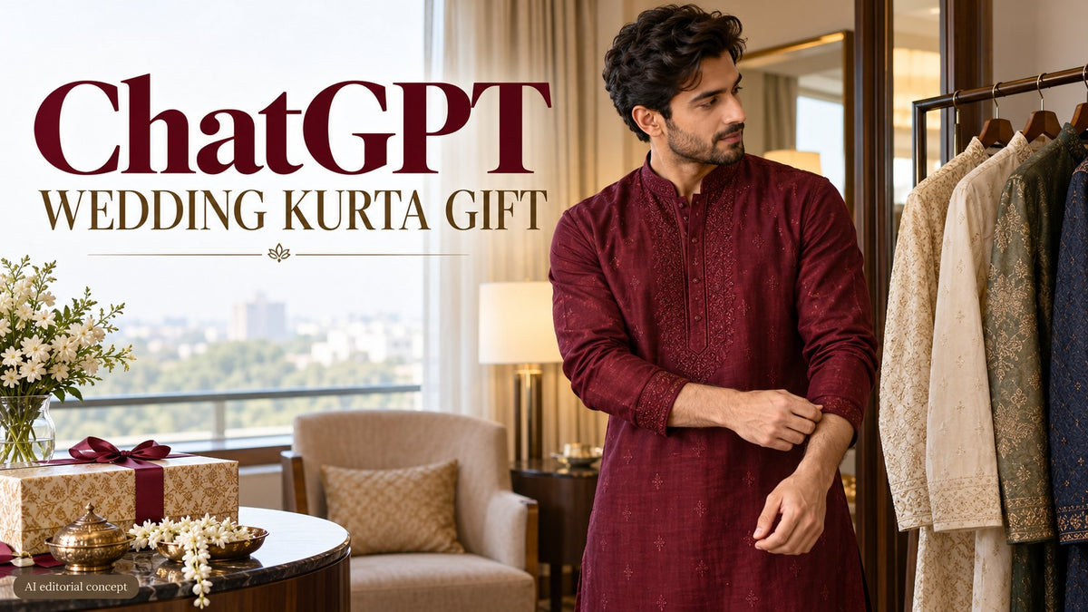 ChatGPT — WEDDING KURTA GIFT. AI-generated editorial concept, not a TryBuy product photograph.