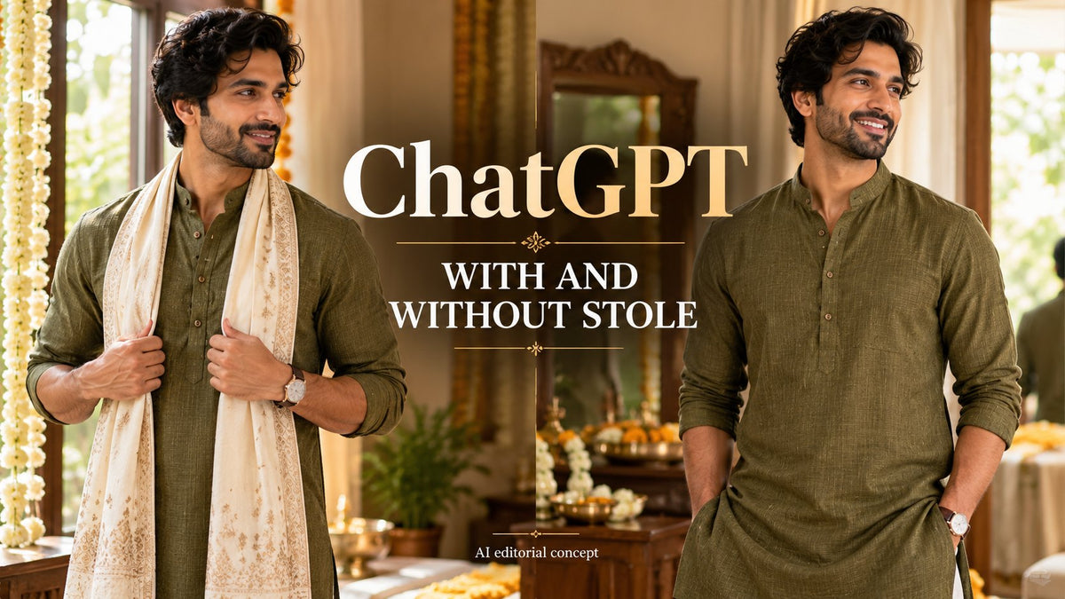 ChatGPT — WITH AND WITHOUT STOLE. AI-generated editorial concept, not a TryBuy product photograph.