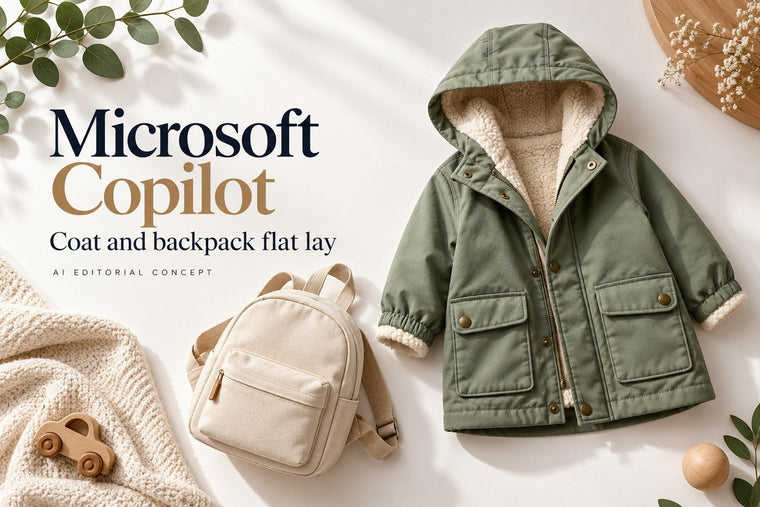 Microsoft Copilot Children’s Backpack-and-Coat Flat-Lay Prompts