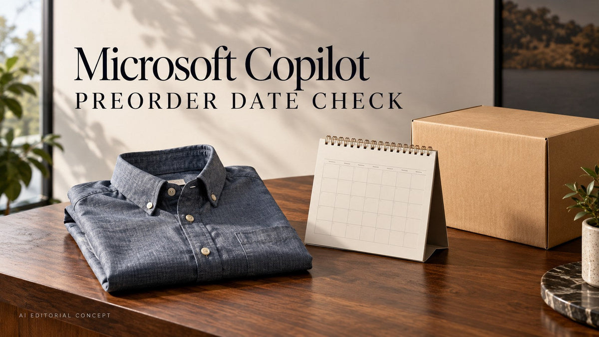 Microsoft Copilot preorder date check — AI-generated editorial clothing concept