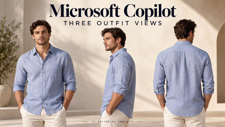 Microsoft Copilot Fashion Triptych Prompts: Show Front, Side and Back from Supplied Views