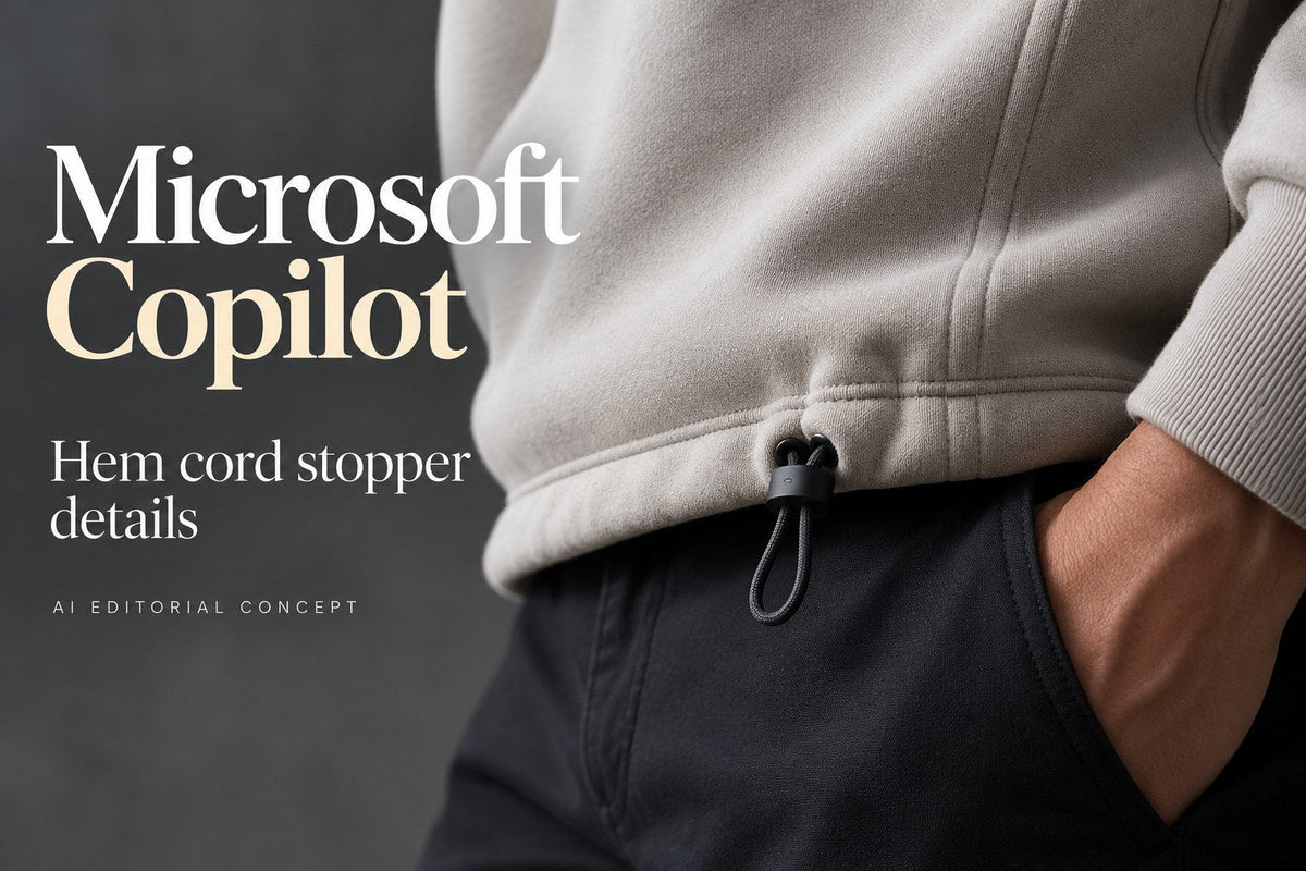 Microsoft Copilot — Hem cord stopper details — AI-generated editorial concept