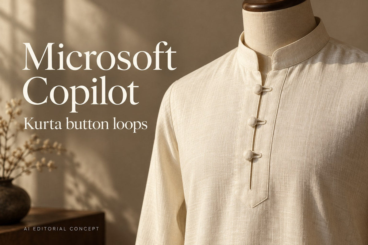 Microsoft Copilot — kurta button loops — AI-generated editorial concept