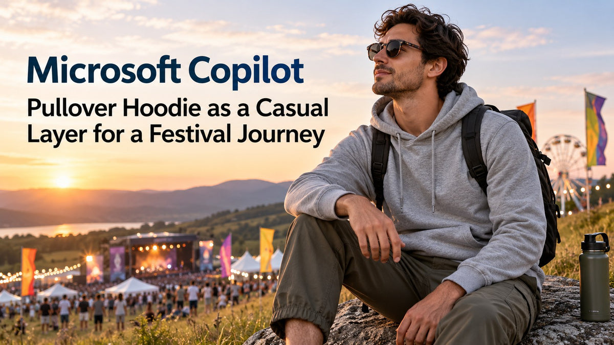 AI-generated editorial concept — Microsoft Copilot: Pullover Hoodie as a Casual Layer for a Festival Journey; not an actual product photograph