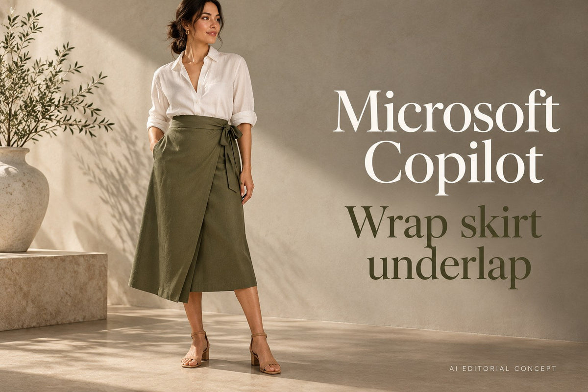 Microsoft Copilot — Wrap skirt underlap — IA-generated editorial concept