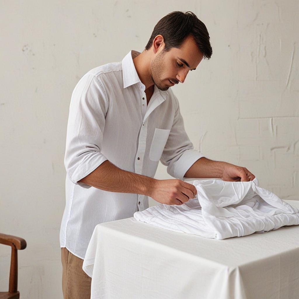 Men checking linen fabric