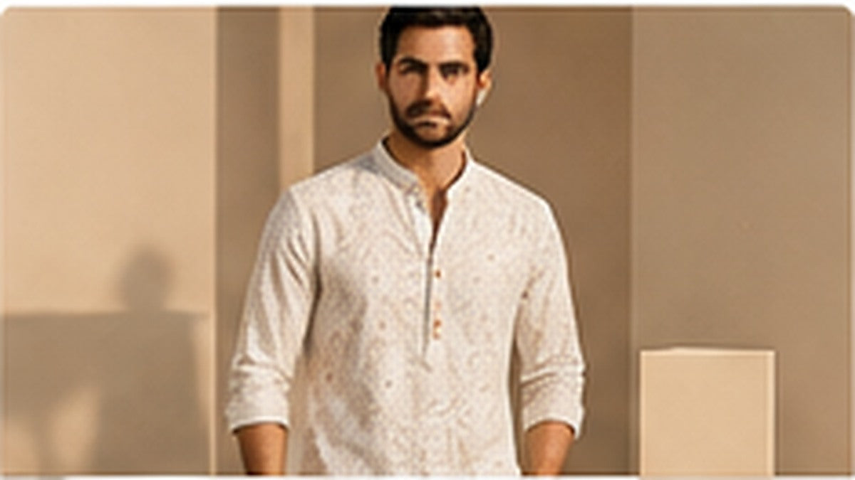 AI-generated editorial illustration for traditional Indian menswear prompt ideas