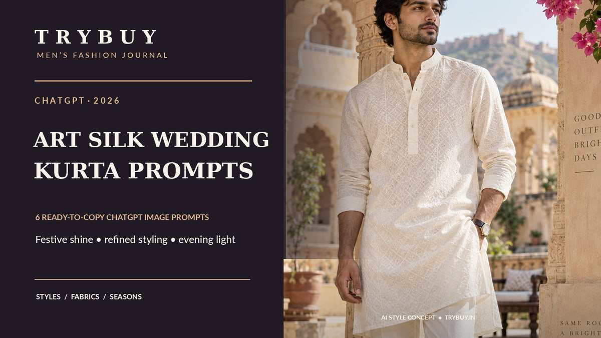 ChatGPT Art Silk Wedding Kurta Prompts for Men: 6 Premium Looks — TryBuy kurta style concept