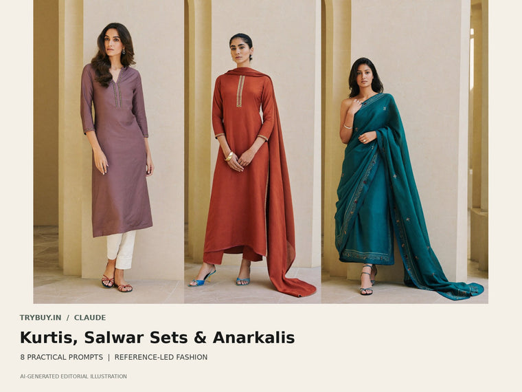Claude Kurti, Salwar Suit and Anarkali Prompts for Clear Fashion Briefs