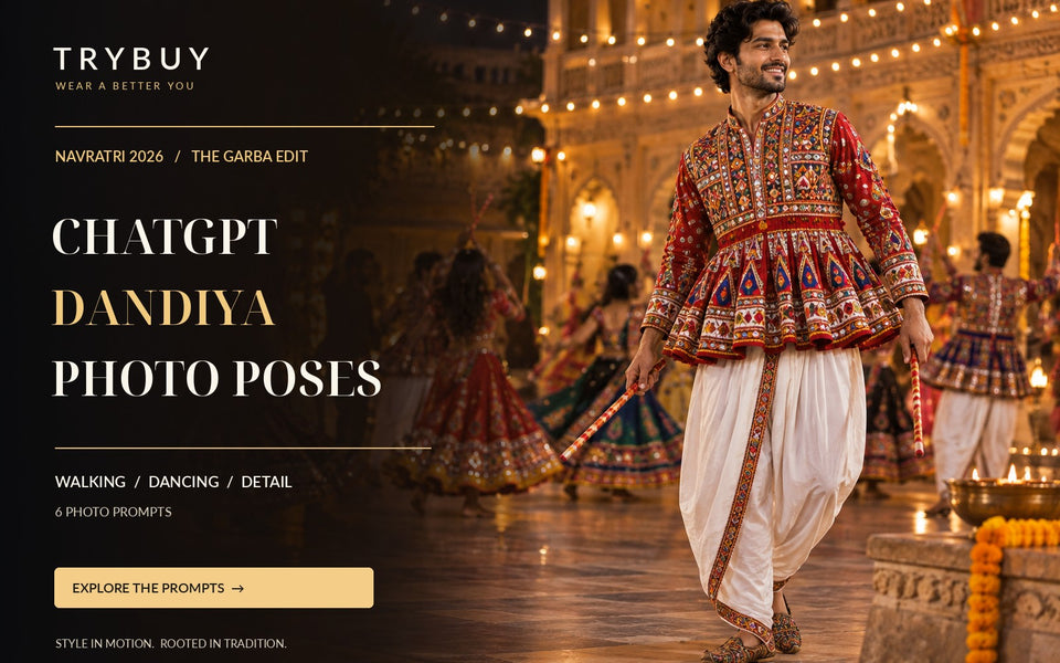 ChatGPT Dandiya Photoshoot Prompts for Men: 6 Garba Model Poses – TryBuy®