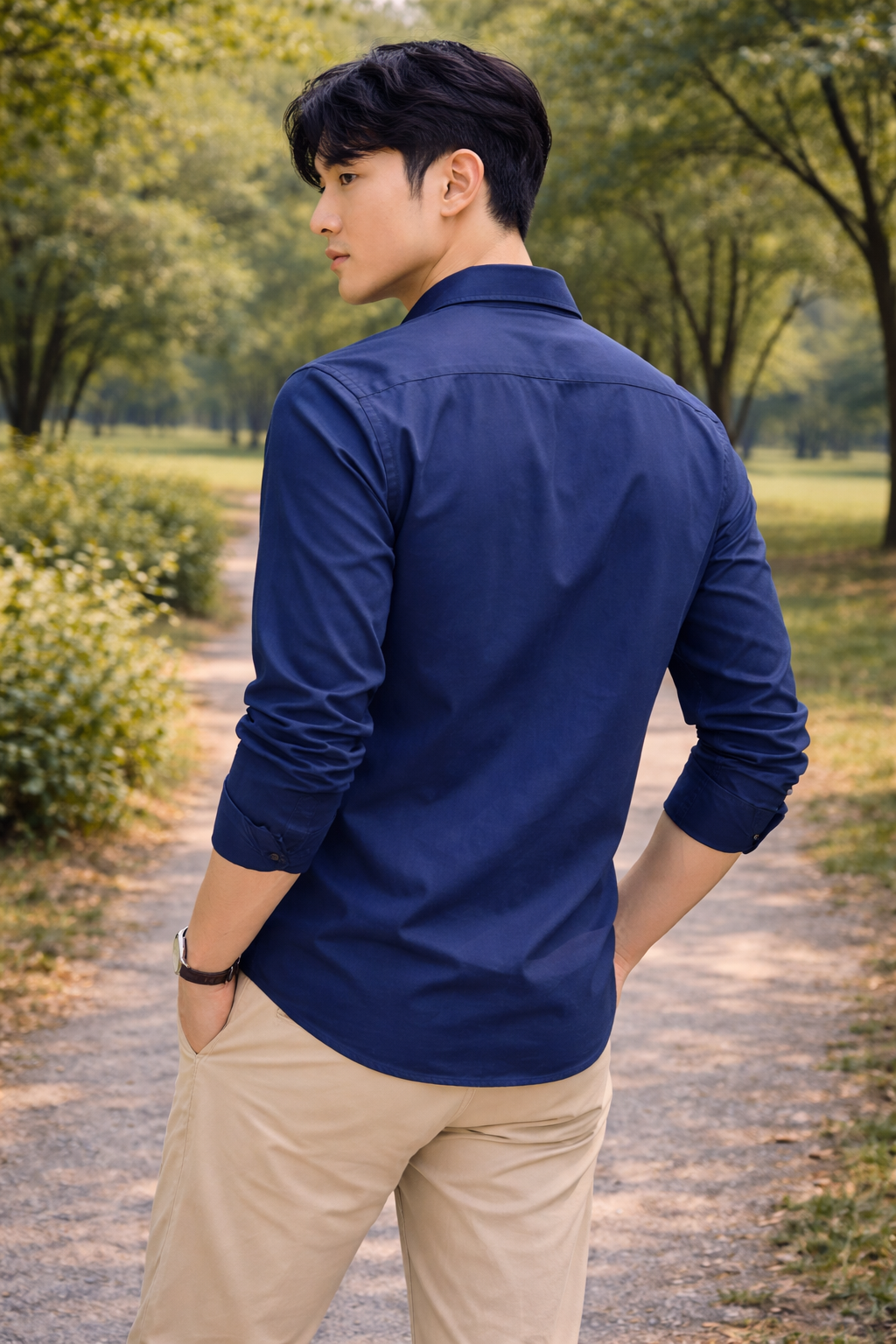 Men's Navy Blue Slim Fit Casual Shirt