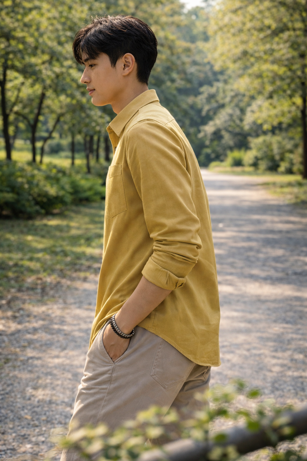 Men's Mustard Yellow Slim Fit Casual Shirt