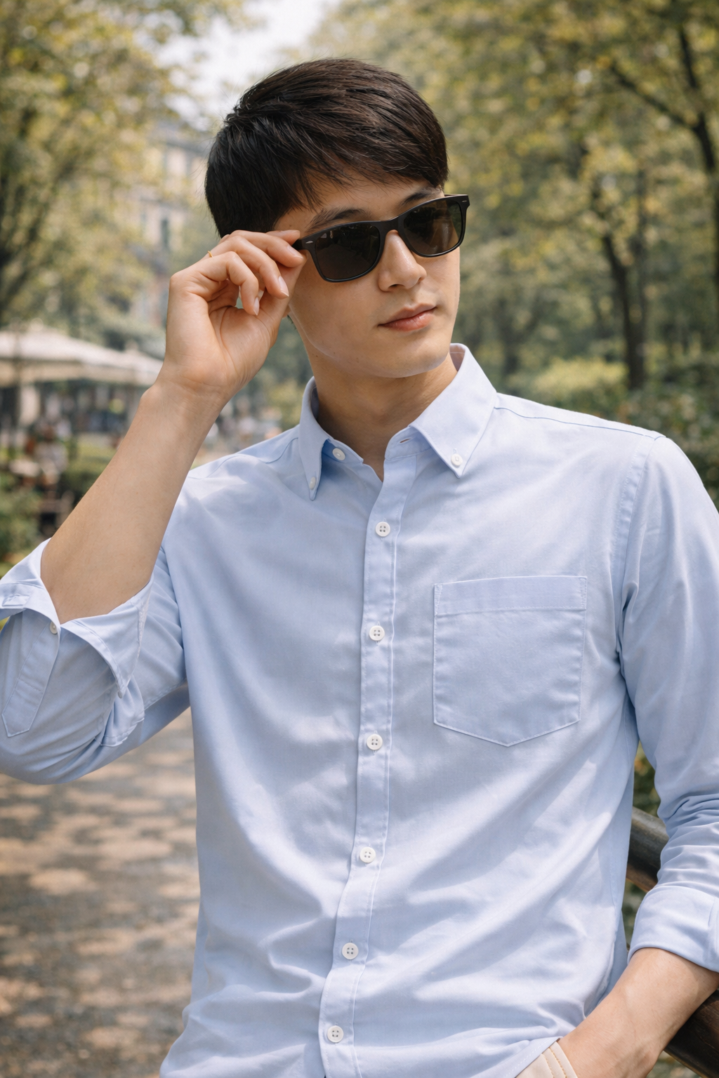 Men's Sky Blue Slim Fit Casual Shirt