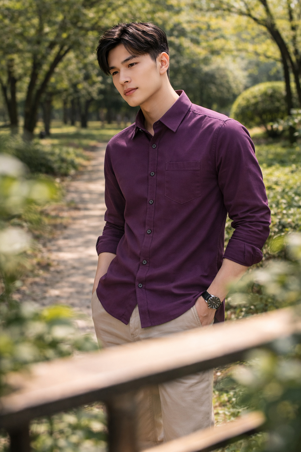 Mens Plum Slim Fit Casual Shirt