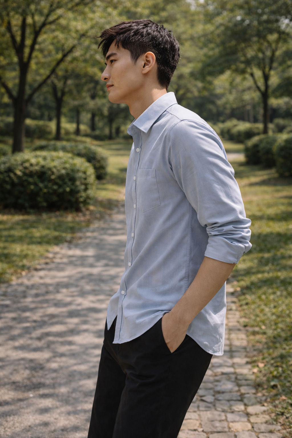 Men's Light Blue Slim Fit Casual Shirt