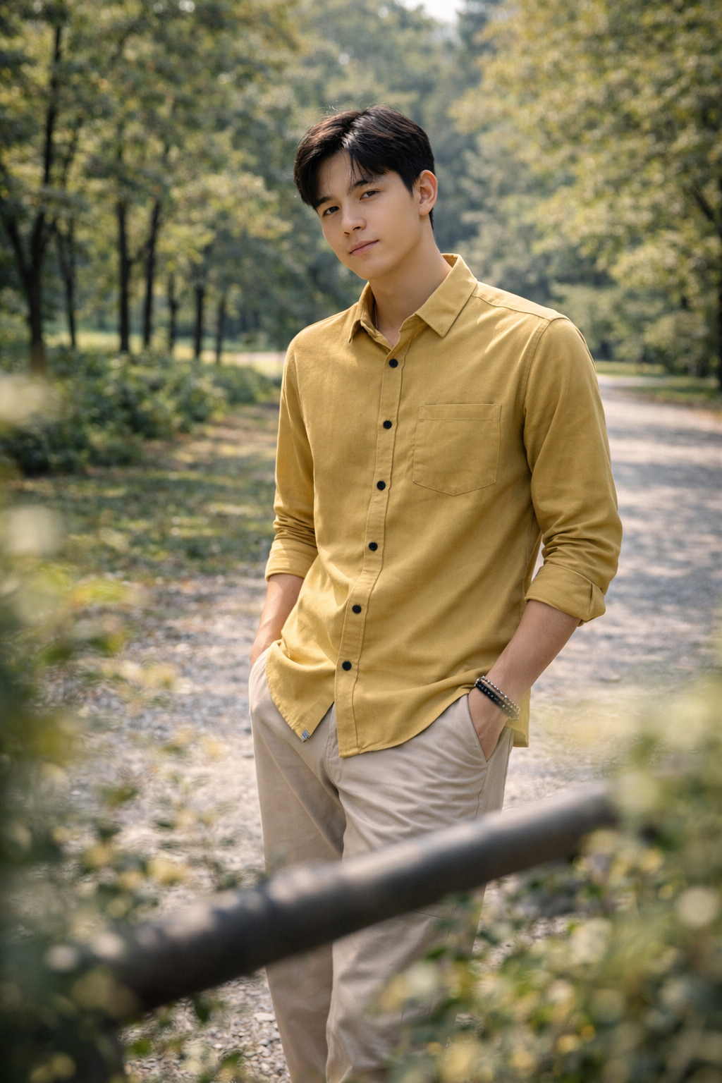 Mens Mustard Yellow Slim Fit Casual Shirt