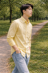 Mens Light Yellow Slim Fit Casual Shirt 4